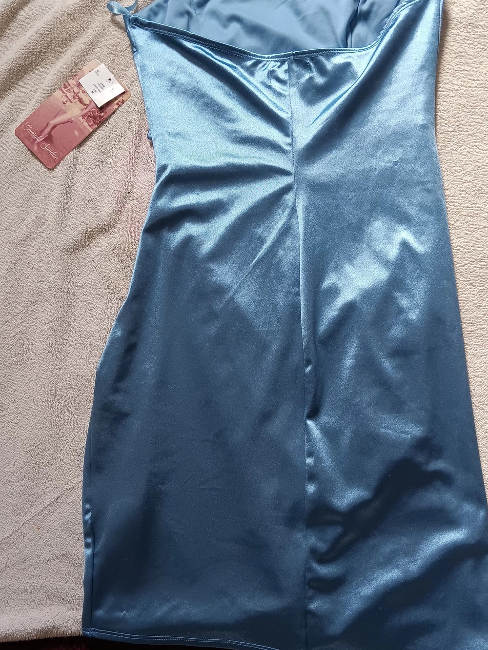 Emerald Sundae Satin Mini Slip Dress in Blue